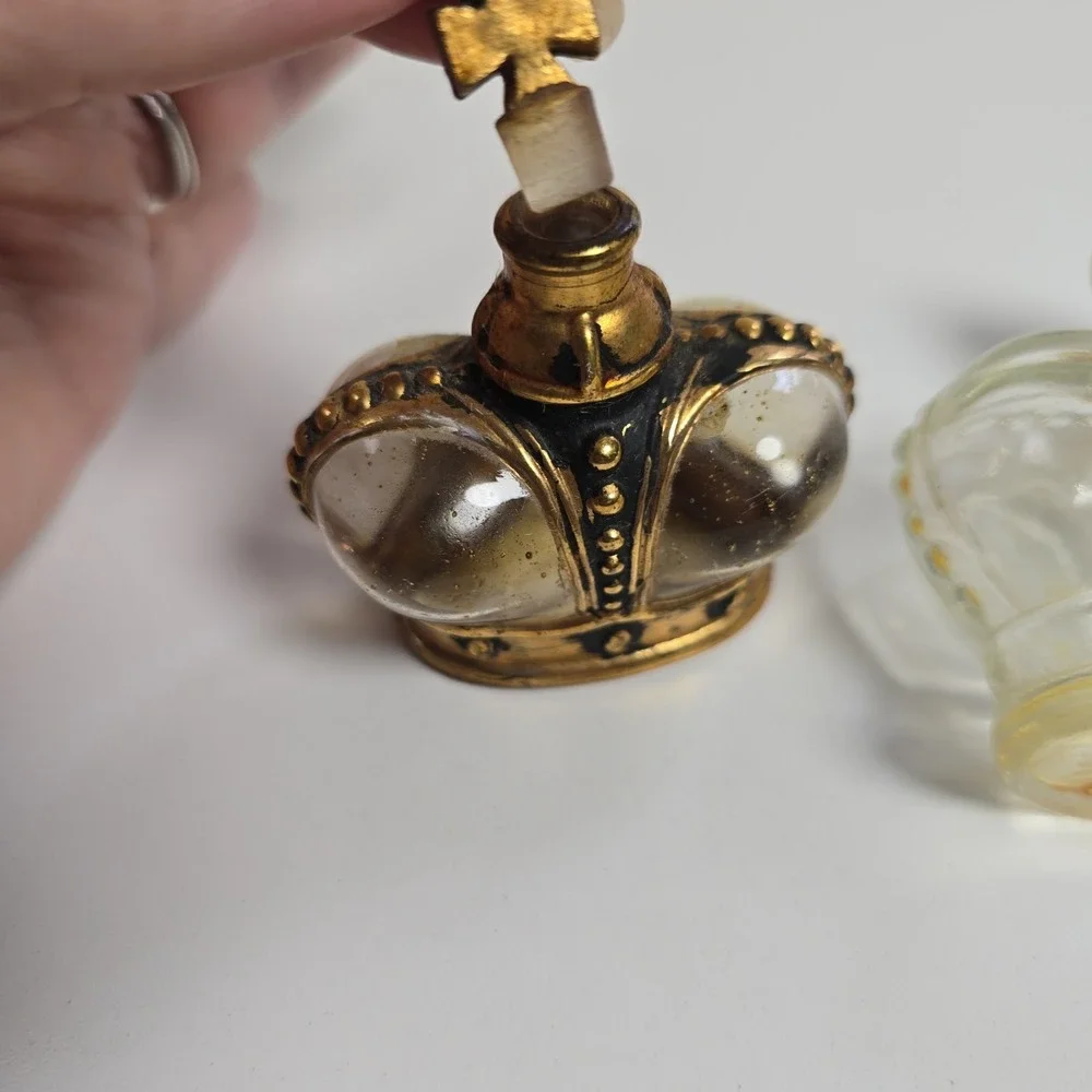 Vintage Prince Matchabelli 1/4 Oz Gilded Crown Bottle Glass Stopper & Windsong